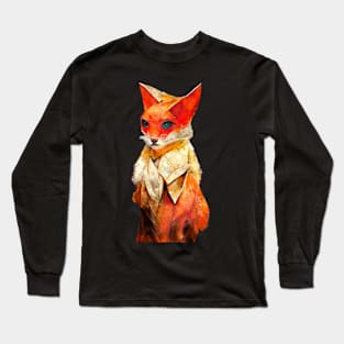 Fox watercolor painting #fox Long Sleeve T-Shirt